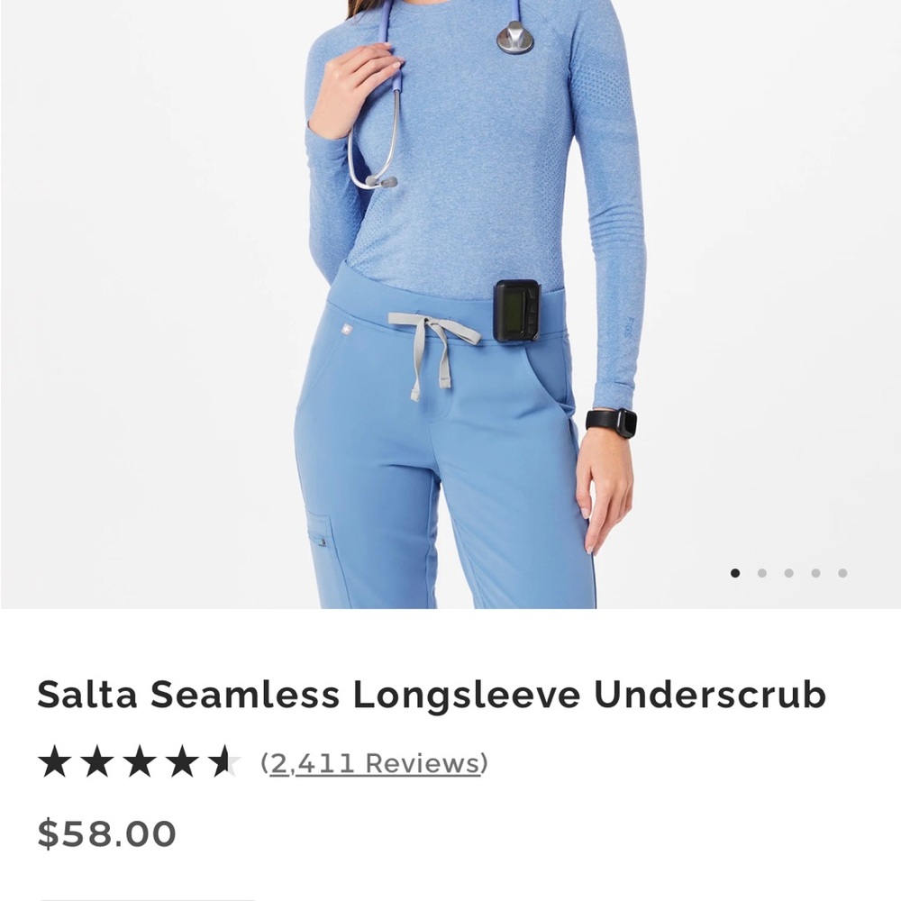 Figs Long Sleeve Top in dusty blue - Picture 3 of 4
